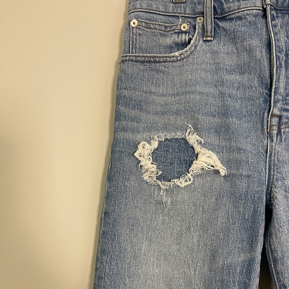 Madewell Womens Jeans Size 27 Blue Classic Straight Distressed Denim Bottoms - Picture 5 of 12